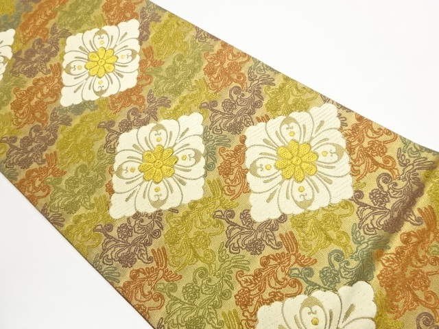 JAPANESE FUKURO OBI / WOVEN RHOMBUS & ARABESQUE